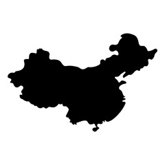 China on world map icon. white, black silhouette element isolated on a white background. Geography of location. East Asia. the southeastern part of the Eurasian continent adjacent to the Pacific Ocean - obrazy, fototapety, plakaty