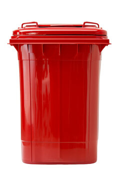 Red Garbage Bin on Transparent Background