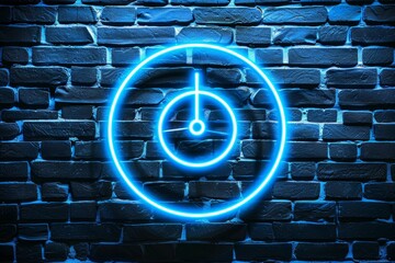 A neon sign with a clock on it. Business concept