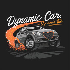 With a loving car and customized vector typography tshirt design