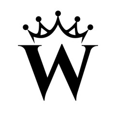 Letter W Crown Logo for Queen Sign, Beauty, Fashion, Star, Elegant, Luxury Symbol