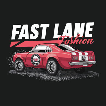 With a loving car and customized vector typography tshirt design
