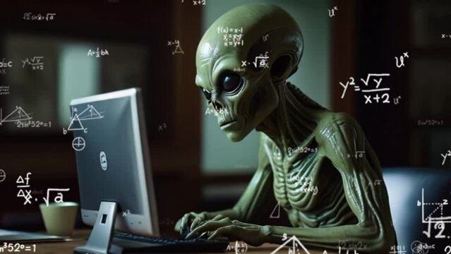 ilustração de extraterrestre no computador