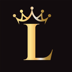 Letter L Crown Logo for Queen Sign, Beauty, Fashion, Star, Elegant, Luxury Symbol