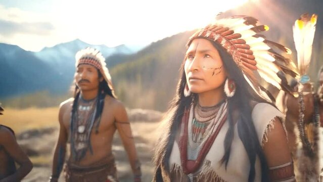 ilustra&ccedil;&atilde;o de indigenas admirando o sol