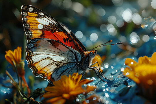Monarch Majesty: Butterflies Amongst Sunlit Blossoms in Summer