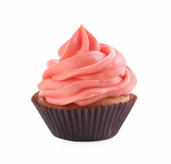  Delicious cupcake with pink cream isolated on white © New Africa