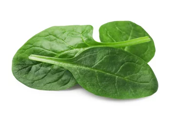  Three fresh spinach leaves isolated on white © New Africa