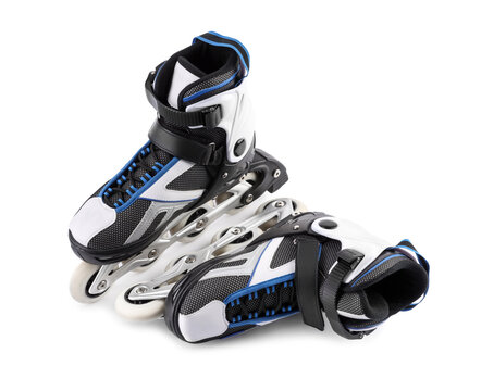 Pair of roller skates isolated on white. Sports equipment