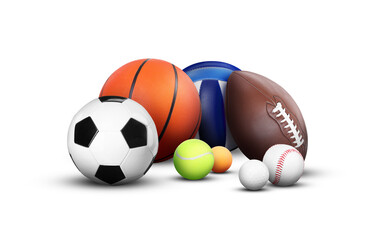 Fototapeta premium Collection of balls for different sport games isolated on white