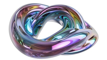 abstract 3D metallic spiral futuristic cyberpunk detailed isolated colorful metallic reflective holographic
