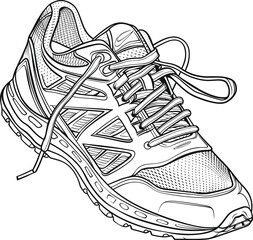 Running Shoes , Coloring Pages Vector
