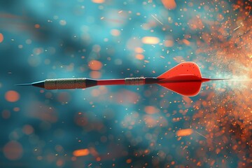 A red arrow is shot through a cloud of sparks. Business concept