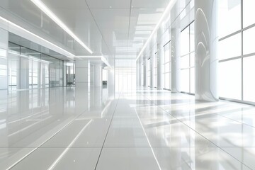 Clean White Hospital Floor Reflecting Modern Architecture and Health Concepts, 3D Rendering