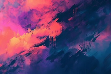 Artistic Abstract Wallpaper with Brushstroke Texture and Vibrant Paint Colors, Digital Illustration - obrazy, fototapety, plakaty