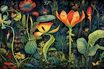 Intricate Botanical Whimsy: A Captivating Background