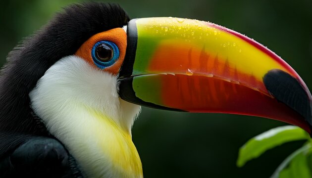 TUCANO POUSADO EM UM GALHO EM MEIO A FLORESTA TROPICAL