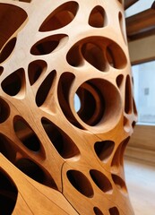 Wooden sculptures that turn out to be a fascinating amalgamation of organic forms and mathematical elements, blending the smoothness of curved lines with geometric precision.