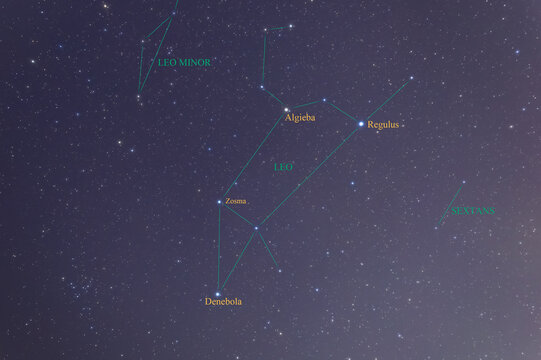 Constellation guide, Leo, Regulus, Algieba, Denebola
