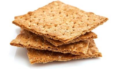 Stack of crackers on white surface