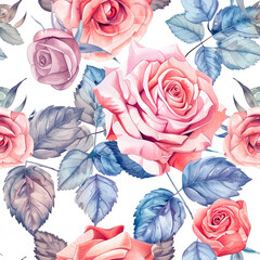 Romance with this seamless watercolor rose pattern. for include textiles, fabrics, clothing, wallpaper, wrapping paper, surface design, packaging, websites, digital projects, and printables.