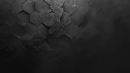 Fotobehang Abstract Black Hexagonal Tiles with Water Drops © GoGameGod