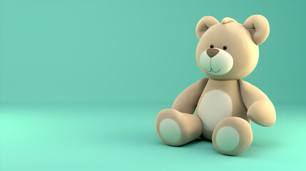 Bear with simple light green colored background. copy space. 