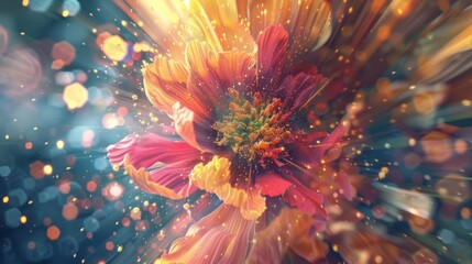 As if in slow motion a breathtaking scene unfolds colorful flowers erupt in a stunning explosion.