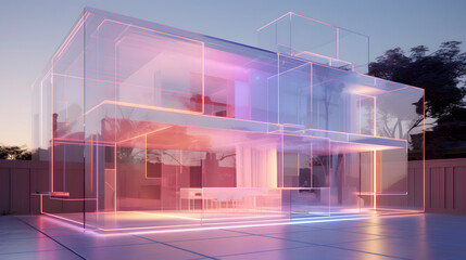 Digital colorful future architectural design scene graphics poster web page PPT background
