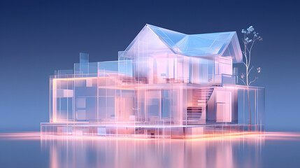 Fototapeta premium Digital colorful future architectural design scene graphics poster web page PPT background