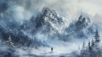 Snowstorm Saga: Lone Traveler's Journey./n