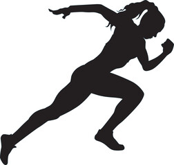 Vector silhouette of an athletic woman running - obrazy, fototapety, plakaty