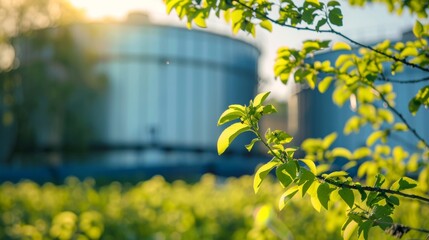 A closeup image of a biofuel storage tank on a farm highlighting the importance of onsite production and use of renewable energy in agricultural operations. .