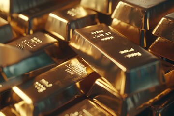 Gold bars stacked, concept of wealth and investments