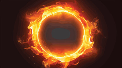 Circular frame with fire and flames energy power el - obrazy, fototapety, plakaty