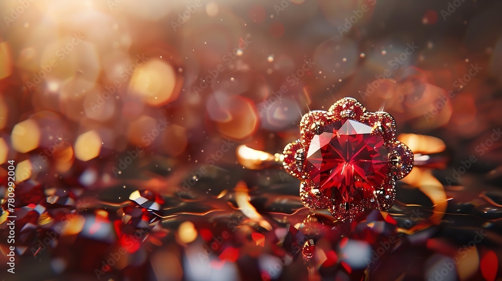 Aufkleber generative ai : big red ruby ring with jewelry background