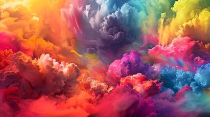 Obraz na płótnie Canvas Brilliant rainbow hues mix and swirl in a display of colorful explosions creating a dynamic and everchanging visual feast.
