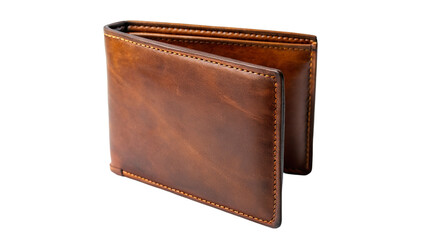 Brown leather wallet isolated on transparent background