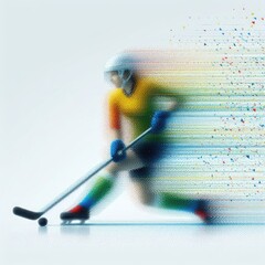 Hockey player in colorful triangles illustration with Generative AI.