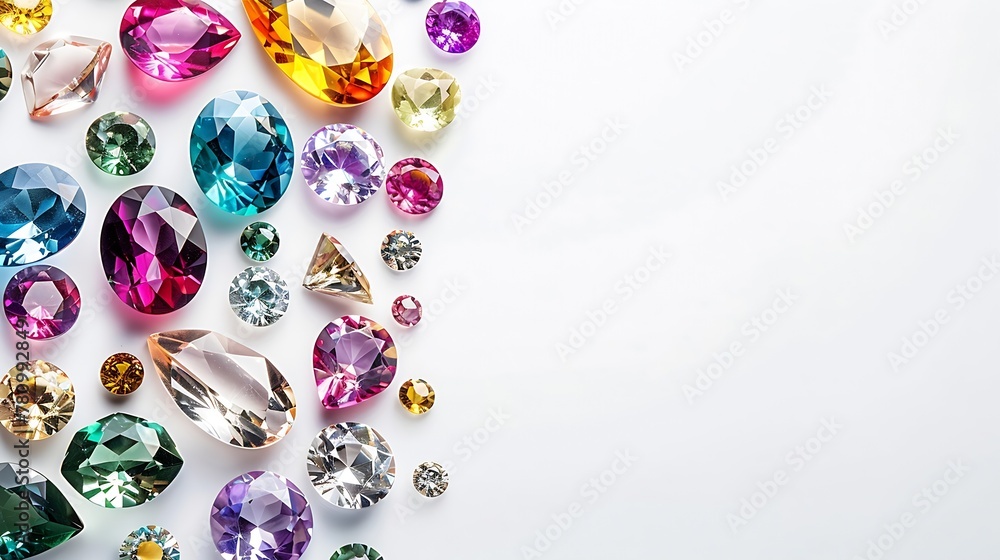 Poster generative ai : bright gems isolated on a white background