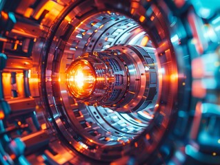 Visualize the groundbreaking concept of antimatter energy with a tilted perspective Showcase a sleek