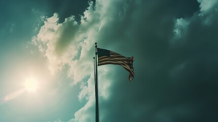 Generative AI : american flag in the sky