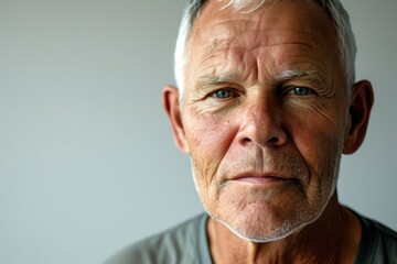 Portrait of a senior man with grey hair, studio shot.