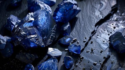 Generative AI : Natural Sapphire gemstone, Jewel or gems on black shine color