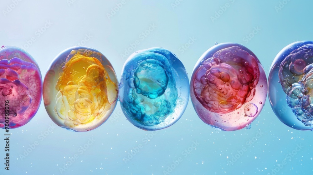 Aufkleber a series of developing egg cells each one in a different stage of maturation showcasing the incredib