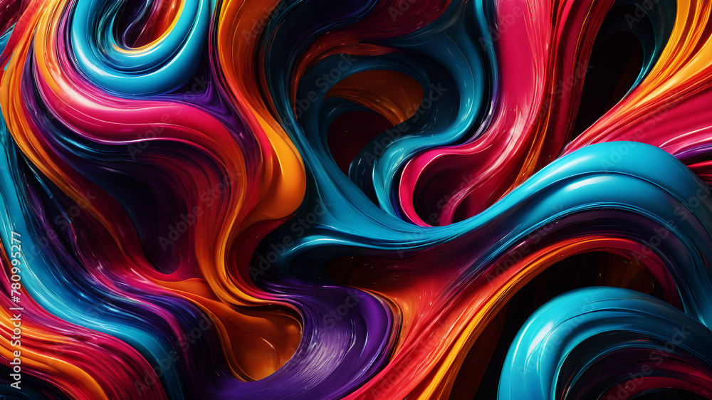 Poster create an abstract background featuring fluid, intertwining curves in vibrant colors