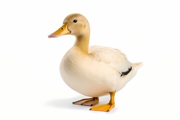 cute duck isolated on solid white background