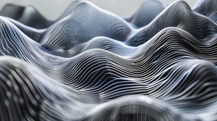 Waves made of repetitive linear shapes - obrazy, fototapety, plakaty