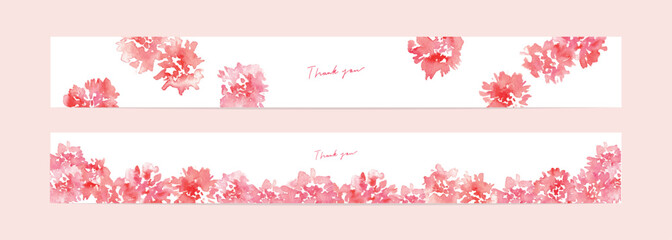 水彩画。水彩タッチのカーネーションポストカード。母の日のメッセージカードセット。Watercolor. Carnation postcard with watercolor touch. Mother's Day message card set.