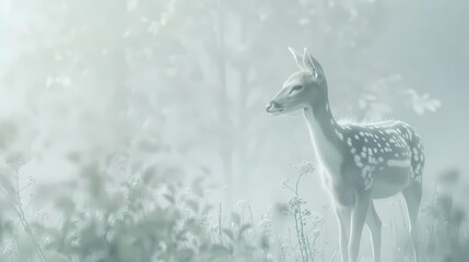Digital fantasy landscape and deer scene illustration poster web page PPT background